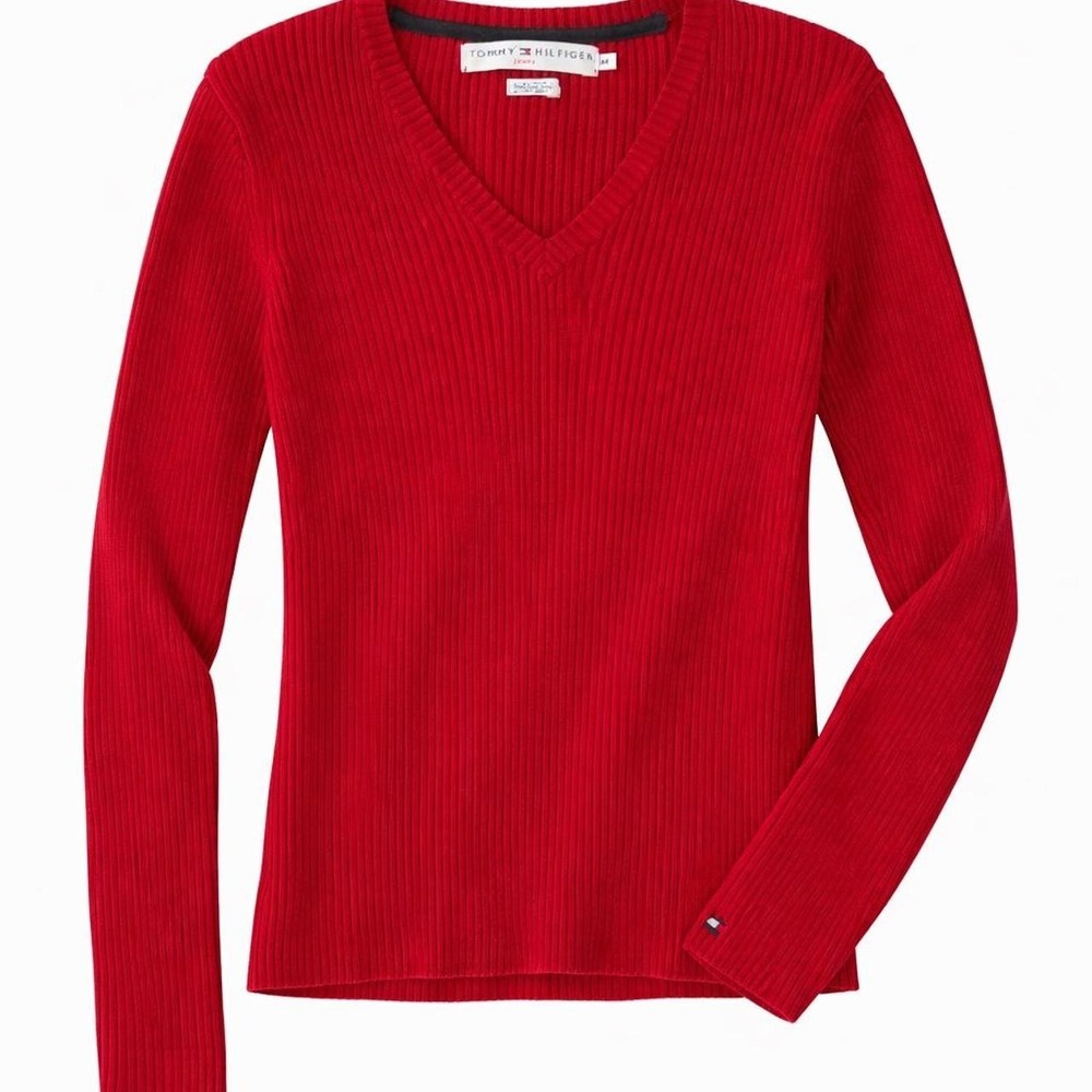 Vintage Tommy Hilfiger Red Rib Long Sleeve